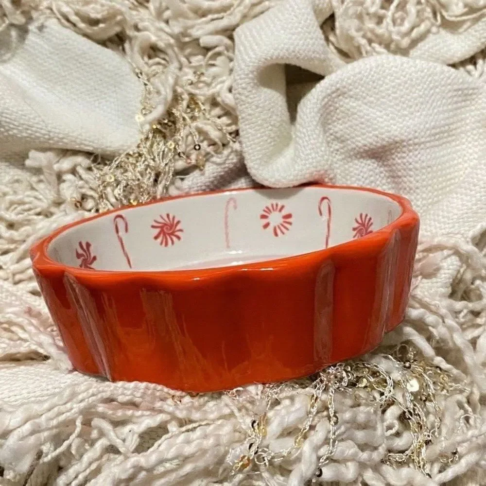 Anthropologie Geoge & Viv Merry Ramekin Baking Trinket Dish Christmas NEW